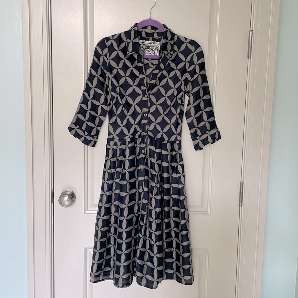 Samantha Sung Size 6 Silk/ Cotton Shirtdress